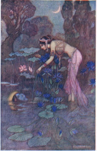 Sita findet Rama unter Lotusblüten von Warwick Goble